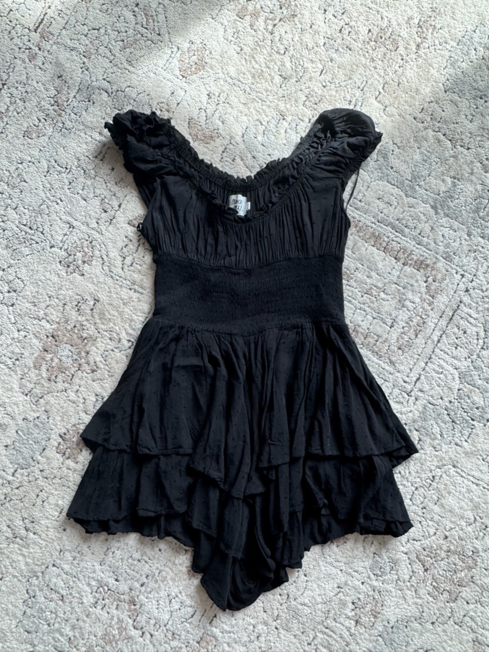 Princess Polly Black Ruffled Smocked Romper